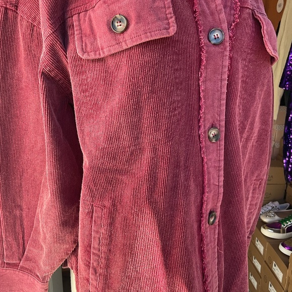 Maroon corduroy button up shaket. TTS Sweet Lovely by Jen brand - Picture 2 of 4